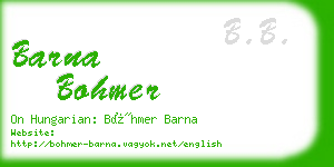 barna bohmer business card